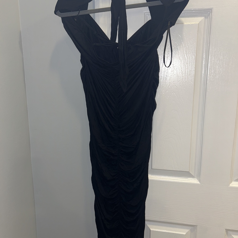SHEIN Black Backless Halter Dress